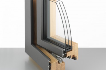 Musterwinkel in grau und Holz mit 3-fach Isolierung. Feigfotodesign